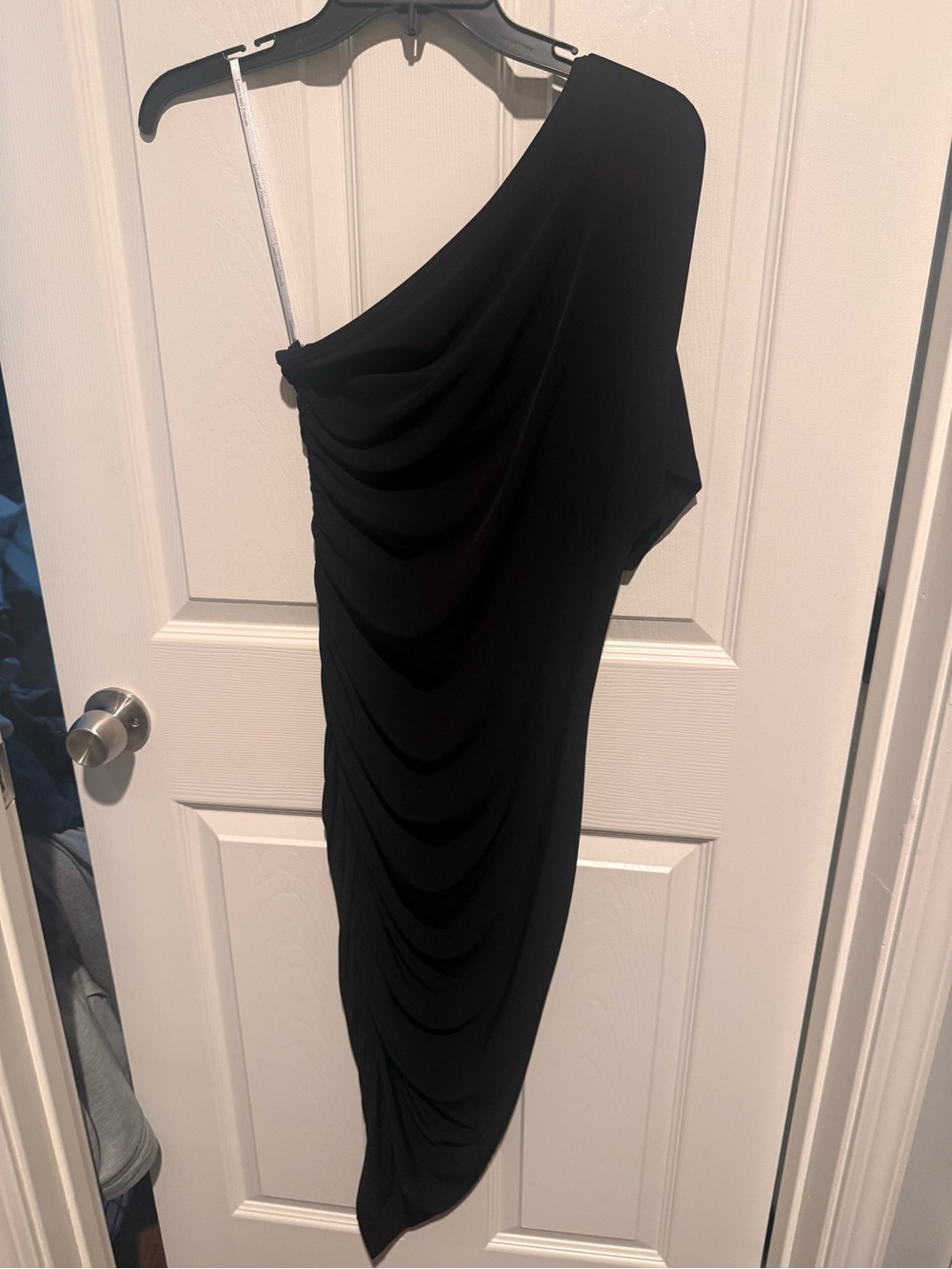 Lovers + Friends Black One-Shoulder Draped Dress